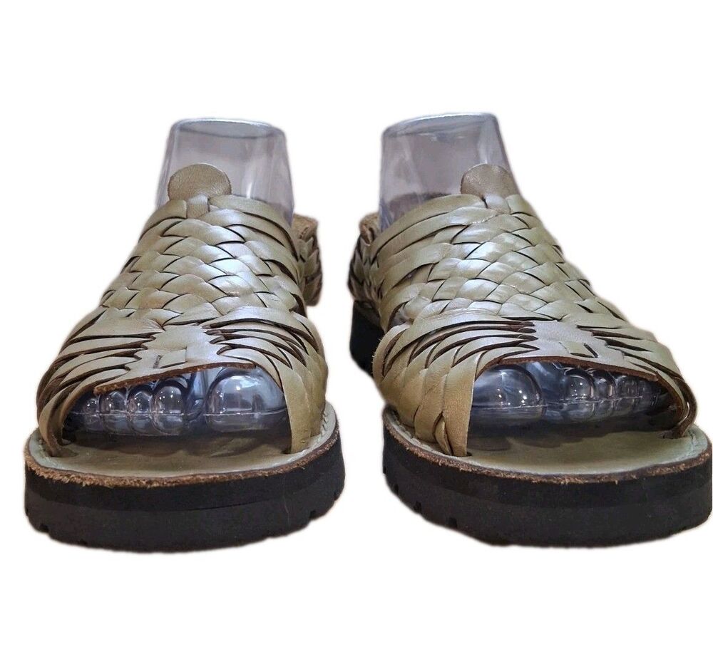 Brand X Huarache Sandals Women's Size 8 Green Woven Leather Slingback Comfort